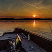 Sunset Fishing Dog Lake Poster