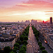 Sunset In Paris Poster