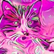 Sweet Pink Stokes Kitty Poster