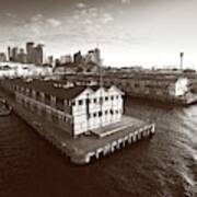 Sydney Pier On Dusk - Monochrome Poster