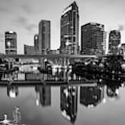 Tampa Skyline At Dawn Over The Riverwalk In Monochrome 1x1 Poster