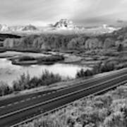Teton Scenic Fall Drive Black And White Poster