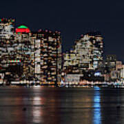The Boston Skyline Lit Up For Christmas Boston Ma East Boston Panorama Poster