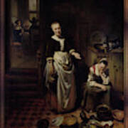The Idle Servant By Nicolaes Maes Old Masters Reproductions Poster