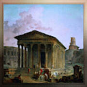 The Maison Caree The Arenas And The Magne Tower In Nimes By Hubert Robert Poster