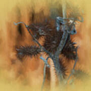 Thistle On Branch With Soft Yellow Vignetting Poster