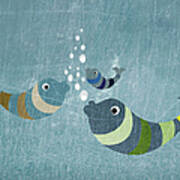Three Fish In Water Poster