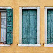 Three Green Windows Of Venice Poster