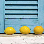 Three Lemons In A Window Poster