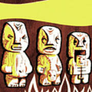 Three Tiki Statues Poster