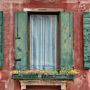 Three Windows With Green Shutters Of Venice Poster