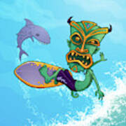 Tiki Surfer Poster