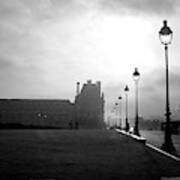 To The Tuileries Paris Lamps Bw Poster
