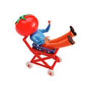 Tomato Head Man In Shopping Cart Poster