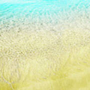Top View Of Sea Water And Sand Texture Image. Poster