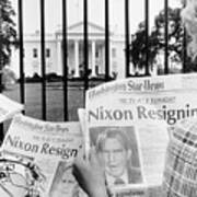 Tourists Reading Nixon Resignation Poster