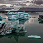 Icebergs Floating In Jokulsarlon Lagoon Poster