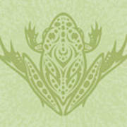 Tribal Leopard Frog - Green Poster