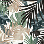 Tropical Jungle Leaves Pattern #13 Fall Colors #tropical #decor #art Poster