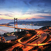 Tsing Ma Bridge In Sunset Poster