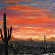 Tucson Mountains At Sunset Poster