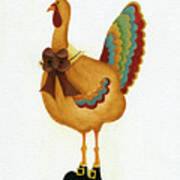 Turkey With Bow And Army Boots Poster