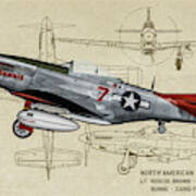 Tuskegee P-51 Mustang Bunnie - Profile Art Poster