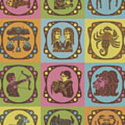 Twelve Zodiac Symbols Poster