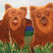 Two Bears In A Meadow Poster