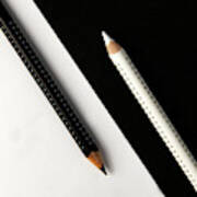 Two Drawing Pencils On A Black And White Surface. Poster