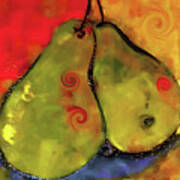 Two Twirly Pears Painting Poster