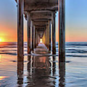 Under Scripps Pier At Sunset  ..autographed.. Poster