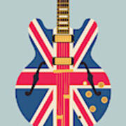 Union Jack Flag Britpop Guitar - Slate Poster