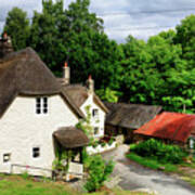 United Kingdom, England, Somerset, Great Britain, British Isles, Typical Houses In The Countryside Poster