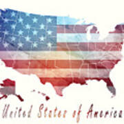United States Of America Map Style 3 Poster