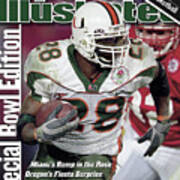 University Of Miami Clinton Portis, 2002 Rose Bowl Sports Illustrated Cover Poster