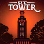 University Of Texas Tower Lit With No. 1 In Celebration Of A Ut Poster