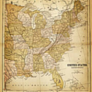 Usa Map 1884 Poster