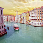 Vaporetto Cruises Down The Grand Canal Poster