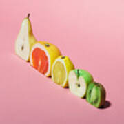 Various Fruits Sliced In Half Minimal Poster
