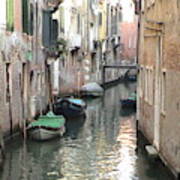 Venice Italy Canal Water Way Boats Gondolas Panoramic View Poster