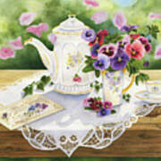 Victorian Tea In The Garden Poster