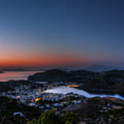 View Of Patmos Island After Sunset Poster