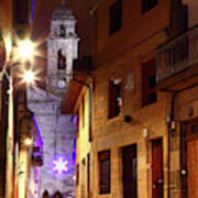 Vigo Cathedral And Christmas Star Galicia Spain Poster