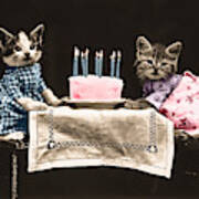 Vintage Kittens Birthday Poster