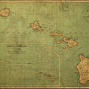 Vintage Map Of Hawaii Poster