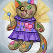 Voodoo Empress Fairy Cat Doll - Patchwork Cat Poster