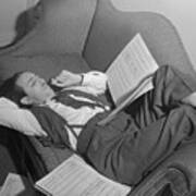 Walt Disney Lounging And Reading Script Poster