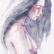 Watercolor Abstract Portrait Of A Girl Poster