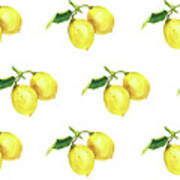 Watercolor Pattern With Lemons Poster